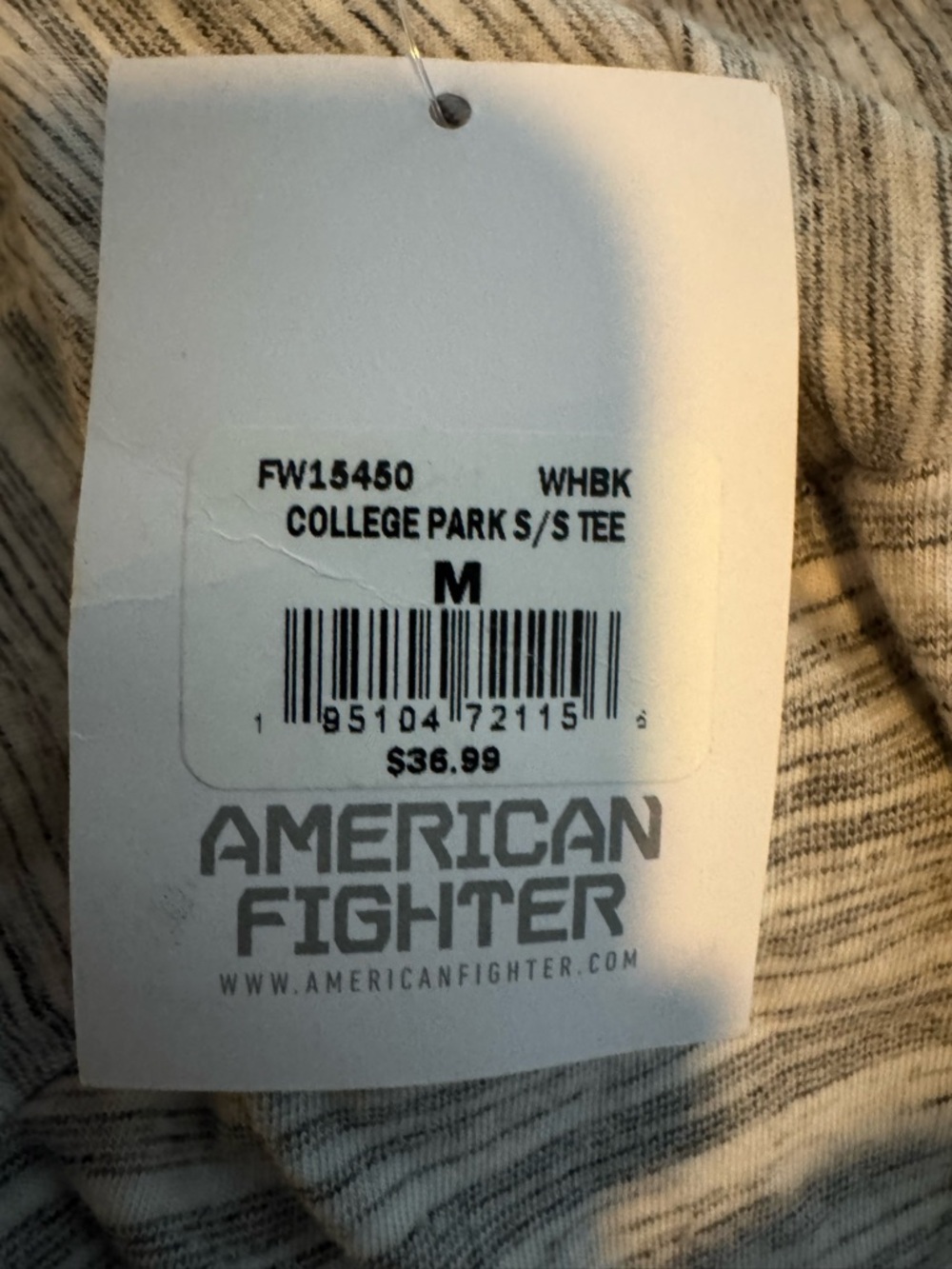 American Fighter College Park T-Shirt Striped Women’s Gray & Black Size Medium - Picture 7 of 14